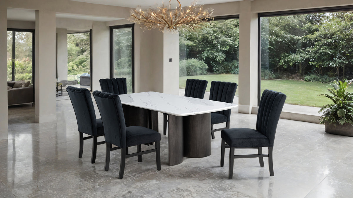 Selsey White/Black 7-Piece Dining Room Set from Furniture of America - Luna Furniture