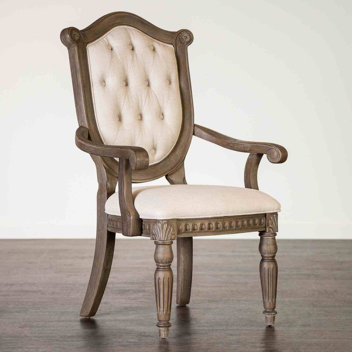 Seven Weathered Oak/Beige Traditional Dining Room Set from Furniture of America - Luna Furniture