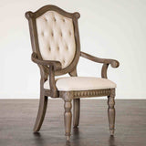 Seven Weathered Oak/Beige Traditional Dining Room Set from Furniture of America - Luna Furniture