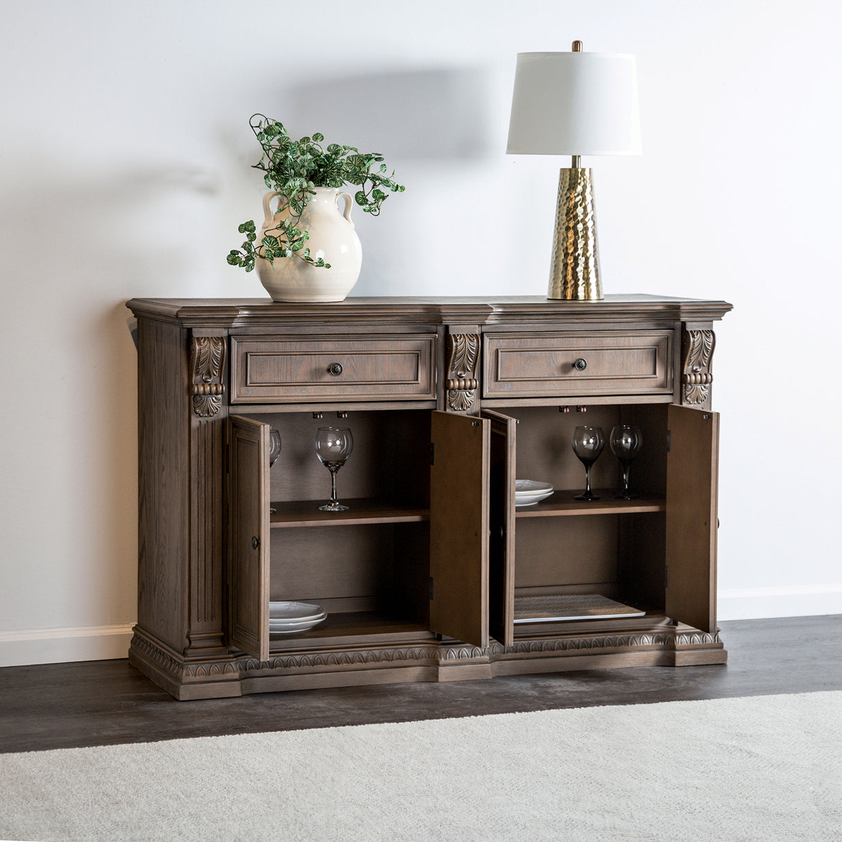 Seven Oaks Weathered Oak Side Board from Furniture of America - Luna Furniture