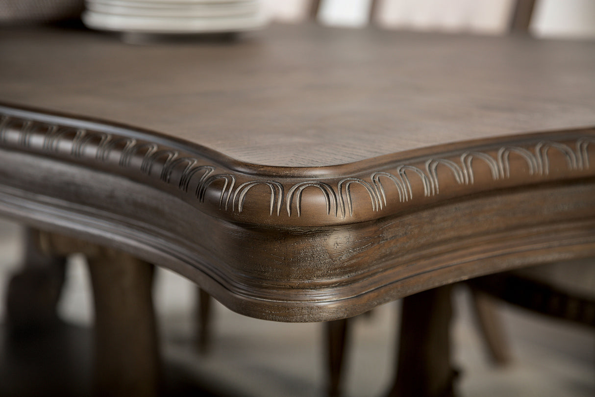 Seven Weathered Oak/Beige Traditional Dining Room Set from Furniture of America - Luna Furniture