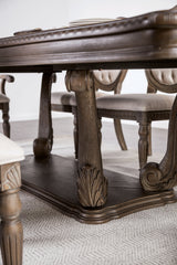 Seven Weathered Oak/Beige Traditional Dining Room Set from Furniture of America - Luna Furniture