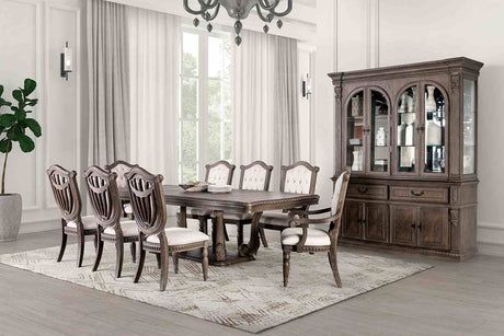 Seven Weathered Oak/Beige Traditional Dining Room Set from Furniture of America - Luna Furniture