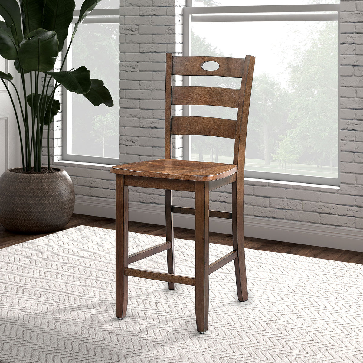Lubbock Walnut 5-Piece Counter Hight Set from Furniture of America - Luna Furniture