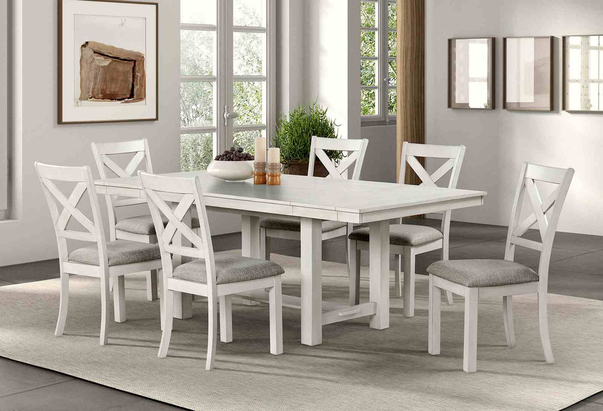 Ferrone Rustic White Oak 7-Piece Dining Room Set from Furniture of America - Luna Furniture