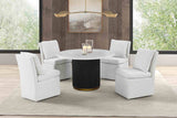 Varde Black/White Round Dining Marble Table from Furniture of America - Luna Furniture