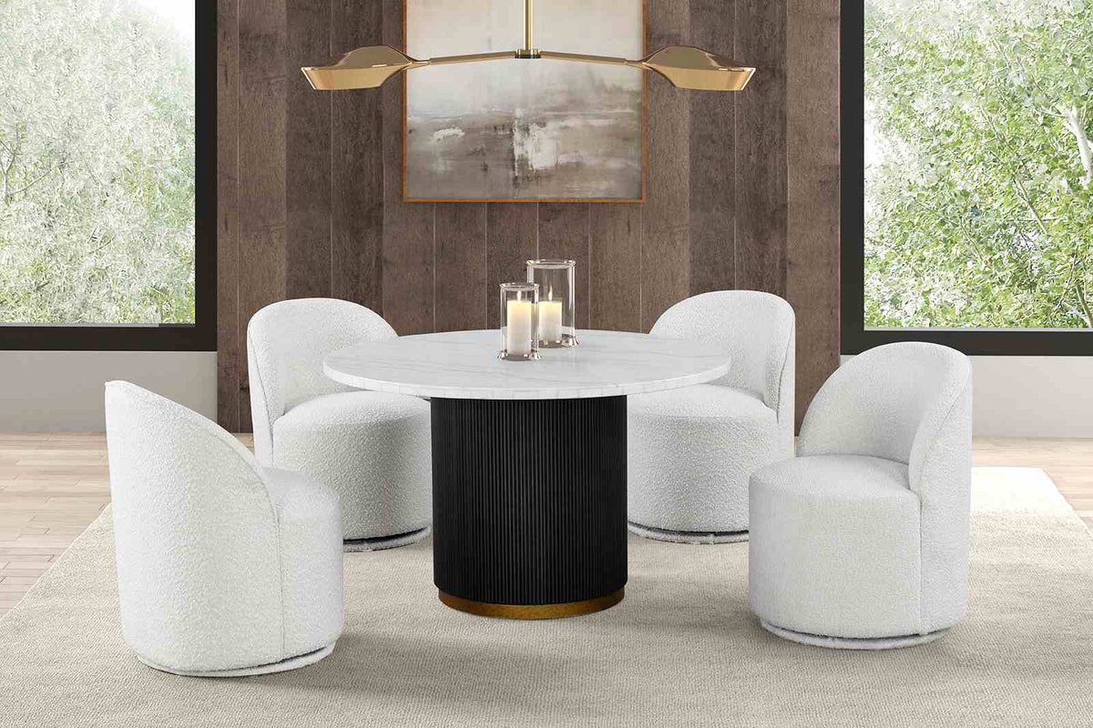 Varde Black/White 5-Piece Dining Room Set from Furniture of America - Luna Furniture