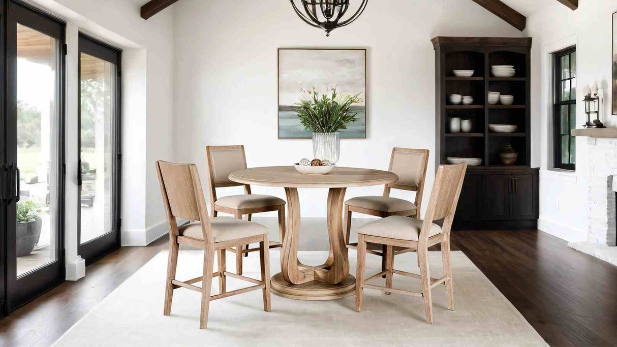 Orbetello Distressed Natural 54" Round Counter Table from Furniture of America - Luna Furniture