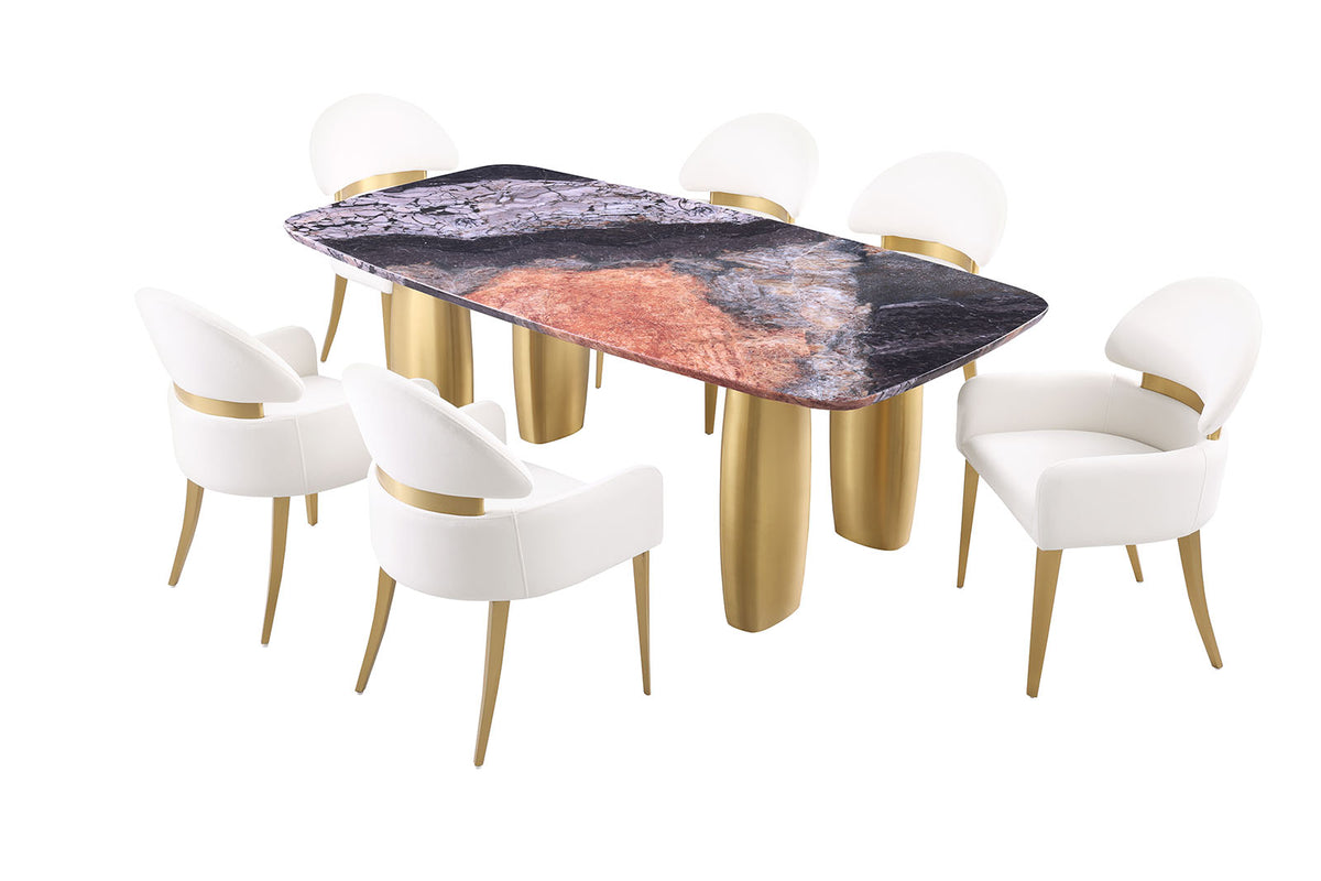 Northolt Black/Gray/Matte Gold 7 Pc Dining Table Set from Furniture of America - Luna Furniture