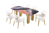 Northolt Black/Gray/Matte Gold 7 Pc Dining Table Set from Furniture of America - Luna Furniture
