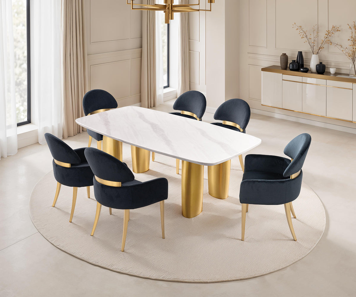 Northall White/Gold/Black 5 Pc Dining Table Set from Furniture of America - Luna Furniture