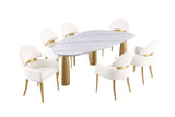 Northam White/Matte Gold 7 Pc Dining Table Set from Furniture of America - Luna Furniture