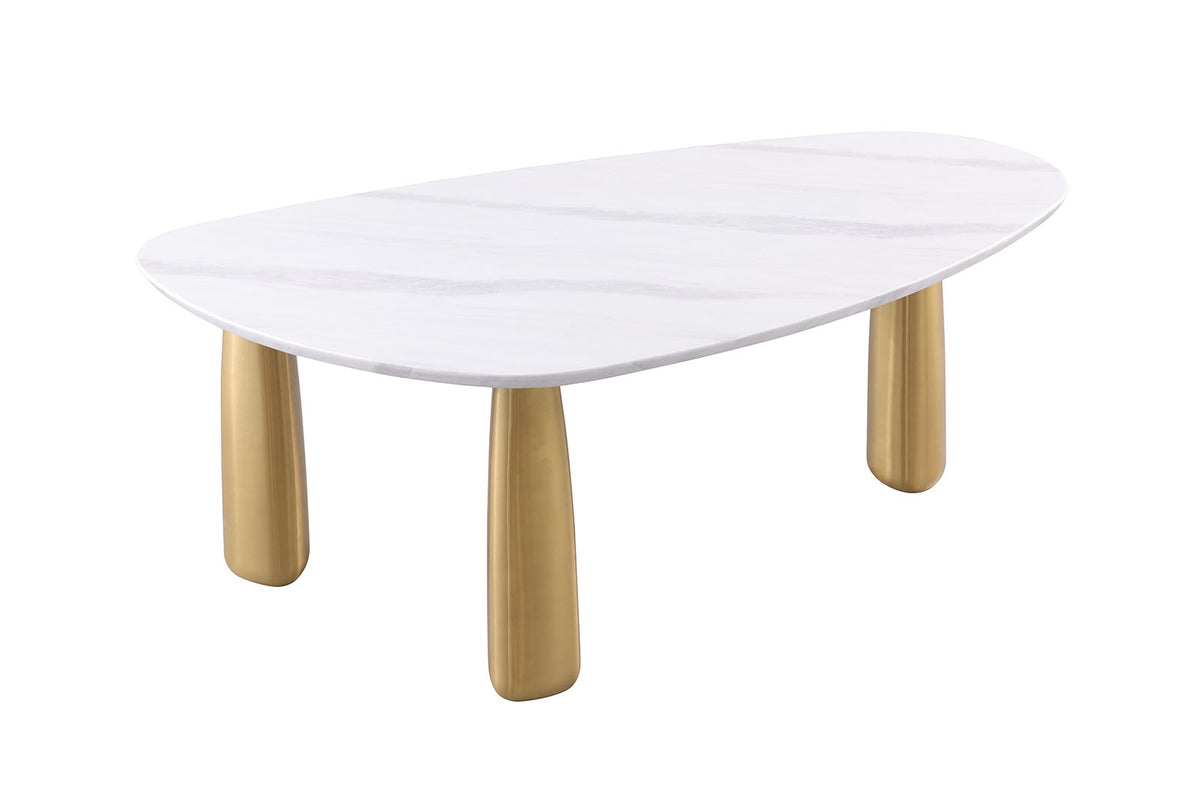 Northam White/Matte Gold 7 Pc Dining Table Set from Furniture of America - Luna Furniture