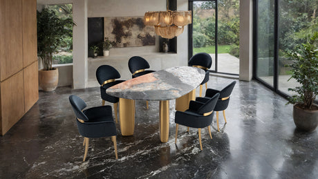Northwich Black/Gray/Matte Gold 7-Piece Dining Room Set from Furniture of America - Luna Furniture