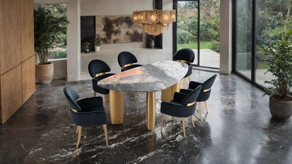 Northwich Black/Gray/Matte Gold 7-Piece Dining Room Set