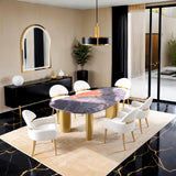 Northwich Black/Gray/Matte Gold 7 Pc Dining Table Set from Furniture of America - Luna Furniture