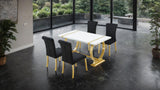 Holbaek Gold/Black 5 Pc 80" Dining Table Set from Furniture of America - Luna Furniture