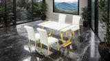 Holstebro Gold/White 5 Pc 60" Dining Table Set from Furniture of America - Luna Furniture
