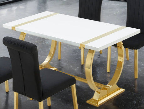 Holstebro Gold/White 60" Dining Table from Furniture of America - Luna Furniture