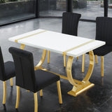 Holstebro Gold/White 5 Pc 60" Dining Table Set from Furniture of America - Luna Furniture
