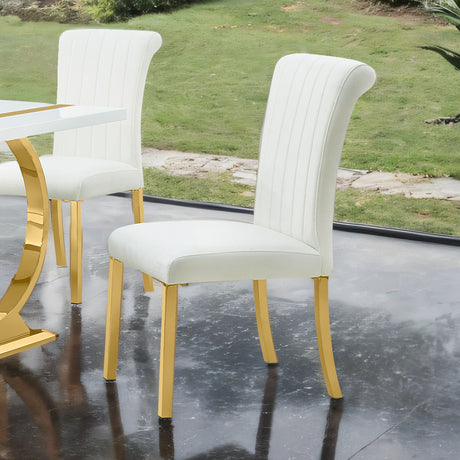 Holstebro Gold/White Side Chair, Set of 2 from Furniture of America - Luna Furniture