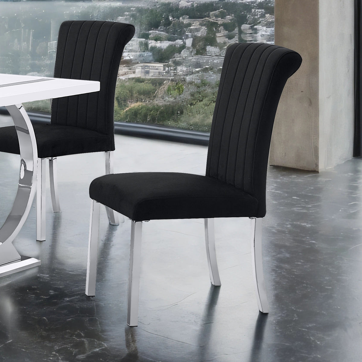 Holstebro Silver/Black Side Chair (2/Ctn) from Furniture of America - Luna Furniture