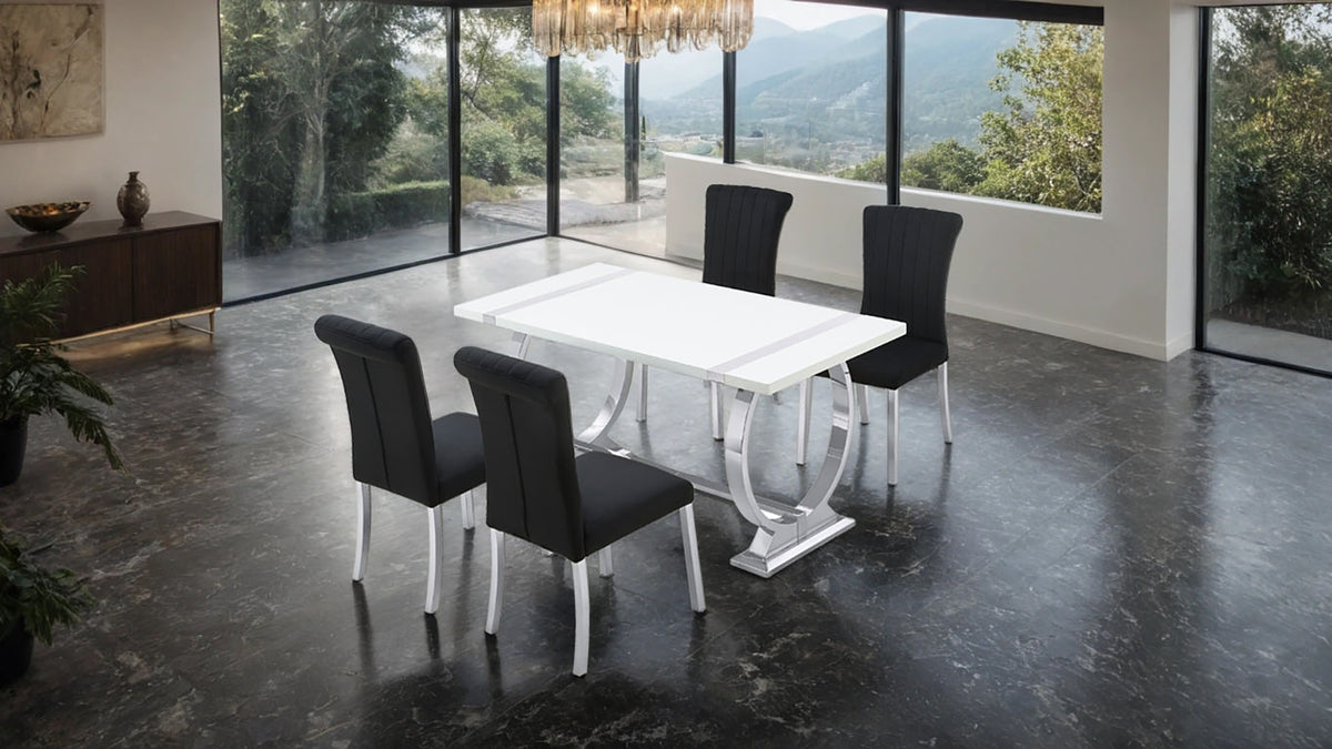 Holstebro Silver/Black 5 Pc 60" Dining Table Set from Furniture of America - Luna Furniture
