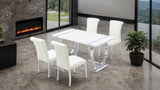 Holstebro Silver/White 5 Pc 60" Dining Table Set from Furniture of America - Luna Furniture