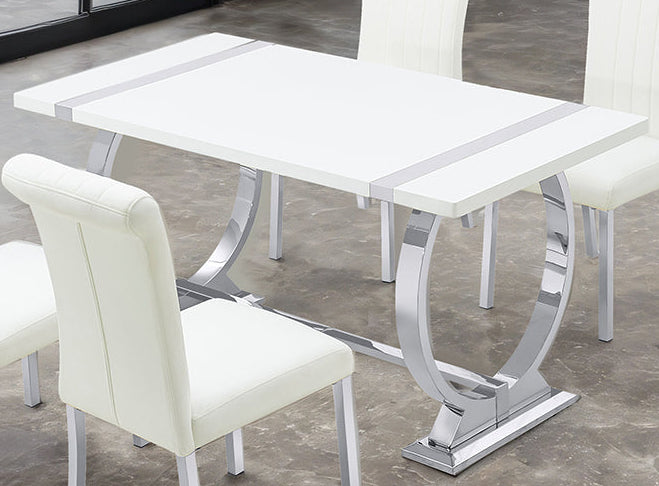 Holbaek Silver/White 7 Pc 80" Dining Table Set from Furniture of America - Luna Furniture