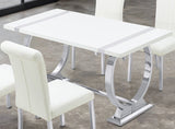 Holbaek Silver/White 7 Pc 80" Dining Table Set from Furniture of America - Luna Furniture