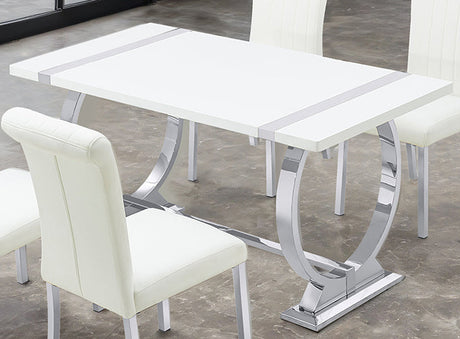 Holbaek Silver/White 7-Piece 80" Dining Room Set from Furniture of America - Luna Furniture