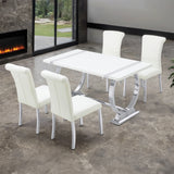 Holstebro Silver/White 5 Pc 60" Dining Table Set from Furniture of America - Luna Furniture