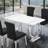 Holstebro Silver/White 60" Dining Table from Furniture of America - Luna Furniture