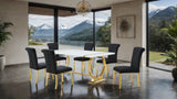 Holbaek Gold/Black 7-Piece 80" Dining Room Set from Furniture of America - Luna Furniture