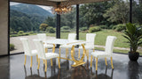 Holbaek Gold/White 7-Piece 80" Dining Room Set from Furniture of America - Luna Furniture