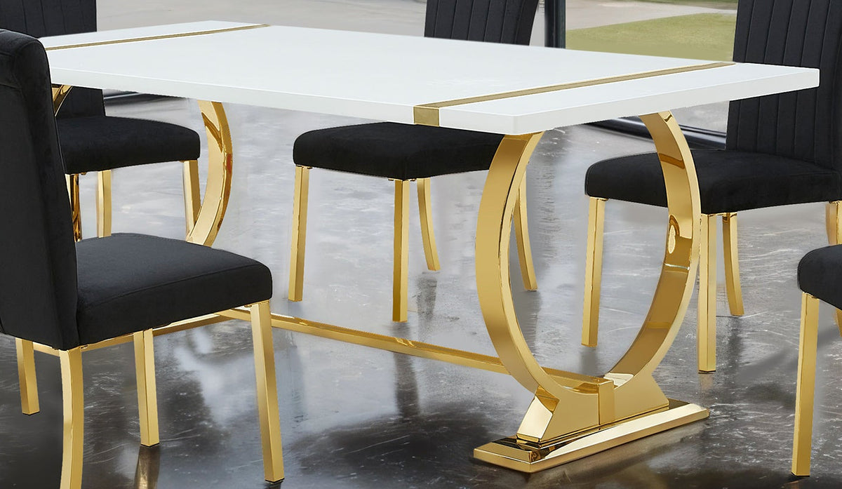 Holbaek Gold/Black 7-Piece 80" Dining Room Set from Furniture of America - Luna Furniture