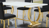 Holbaek Gold/Black 7-Piece 80" Dining Room Set from Furniture of America - Luna Furniture