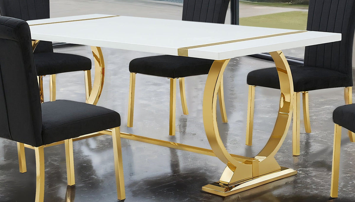 Holbaek Gold/Black 5 Pc 80" Dining Table Set from Furniture of America - Luna Furniture