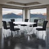 Holbaek Silver/Black 7 Pc 80" Dining Table Set from Furniture of America - Luna Furniture
