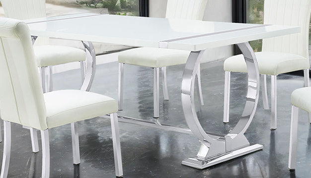Holbaek Silver/White 5 Pc 80" Dining Table Set from Furniture of America - Luna Furniture