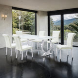 Holbaek Silver/White 7 Pc 80" Dining Table Set from Furniture of America - Luna Furniture