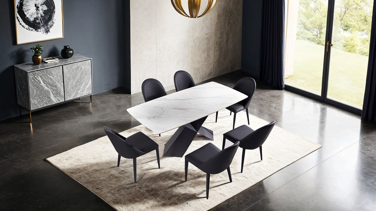 Lenvik Black/White Contemporary Dining Room Set from Furniture of America - Luna Furniture