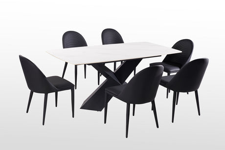 Lenvik Black/White 7-Piece Dining Room Set from Furniture of America - Luna Furniture