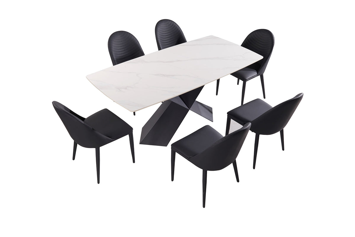 Lenvik Black/White Contemporary Dining Room Set from Furniture of America - Luna Furniture
