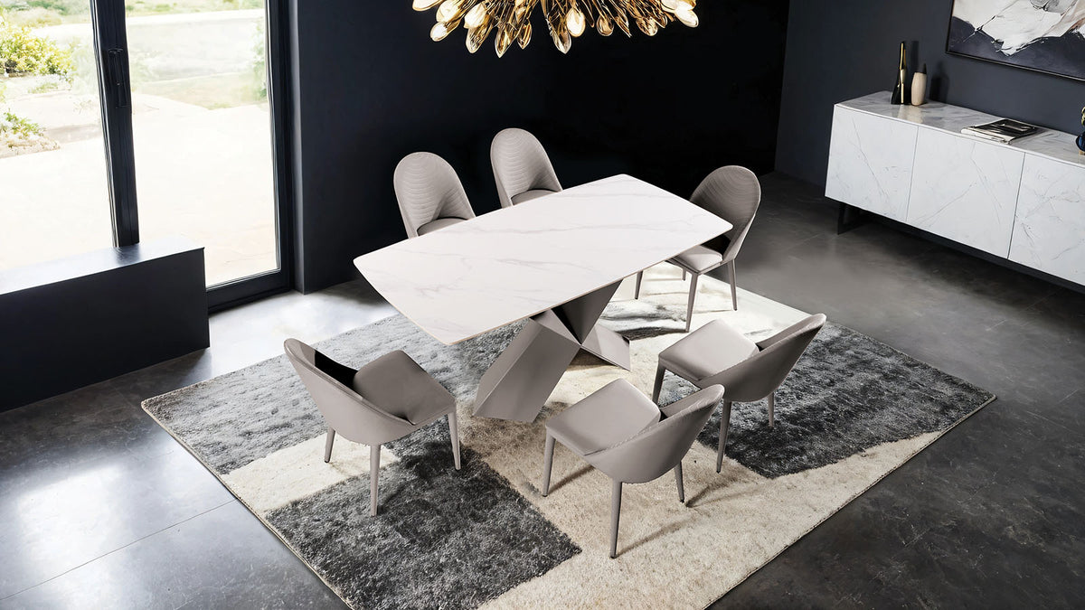 Lenvik Brown/White Contemporary Dining Room Set from Furniture of America - Luna Furniture