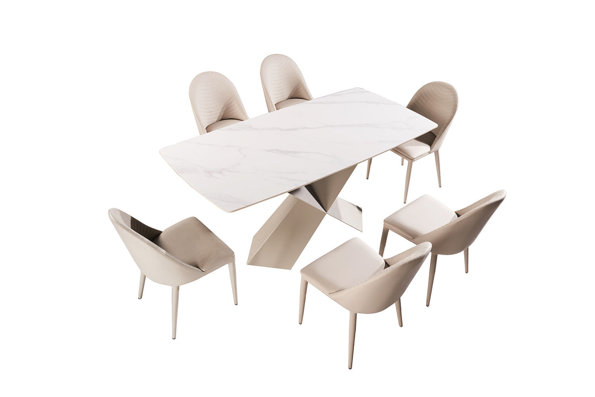Lenvik Brown/White Contemporary Dining Room Set from Furniture of America - Luna Furniture