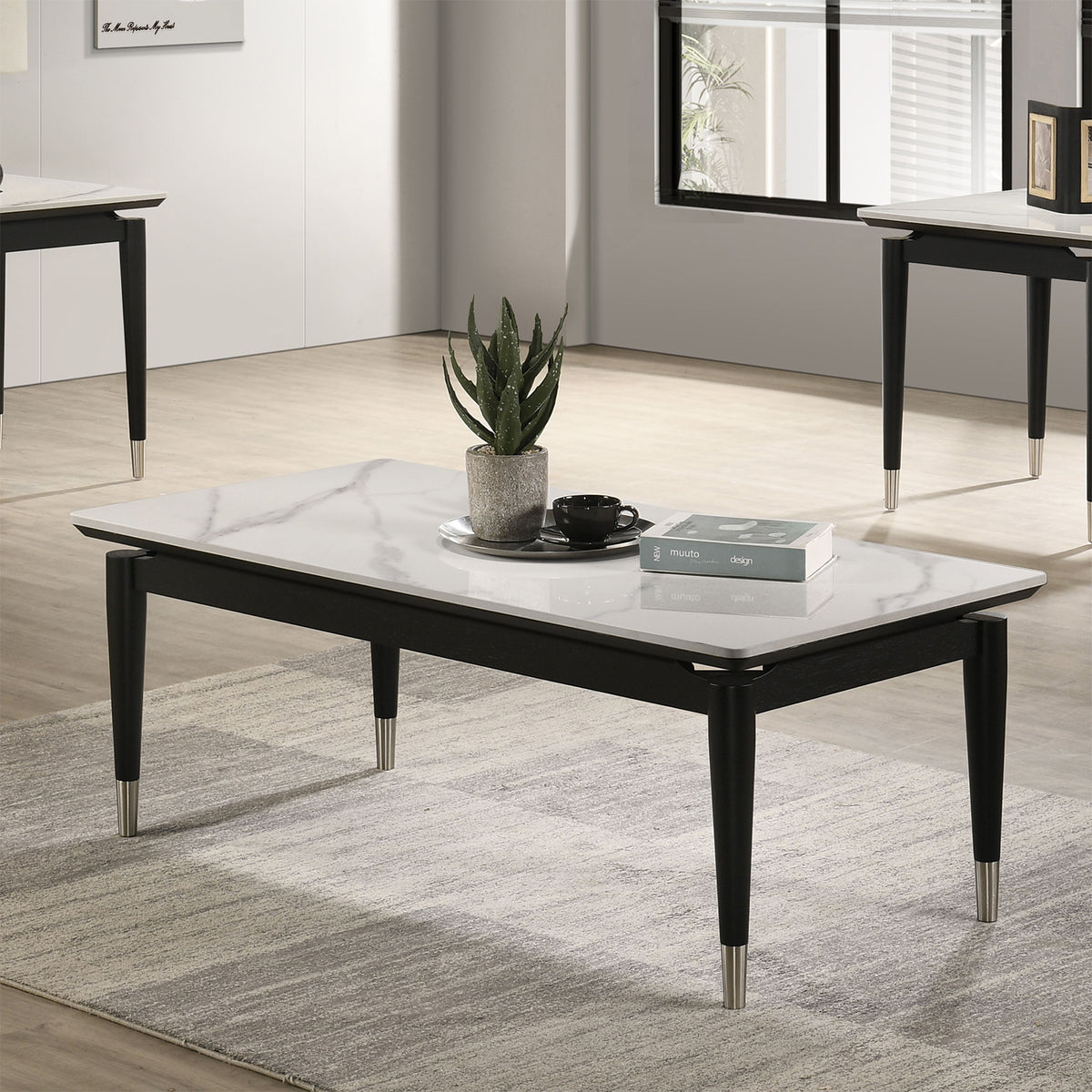Maidstone Black/White Coffee Table from Furniture of America - Luna Furniture