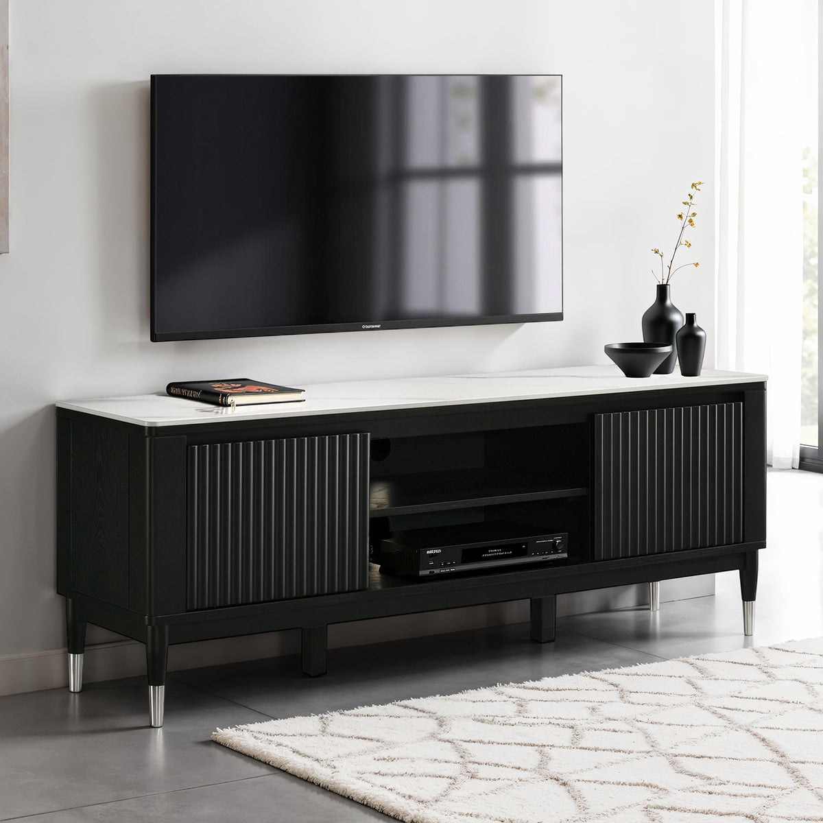 Maidstone Black/White TV Console from Furniture of America - Luna Furniture