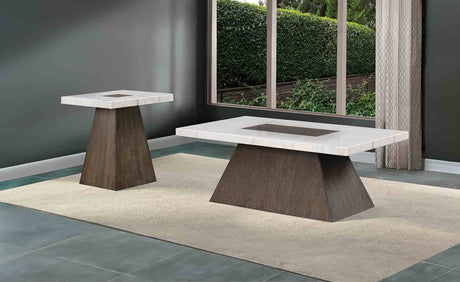 Grasten Dark Walnut/White Square Coffee Table from Furniture of America - Luna Furniture