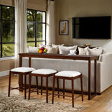 Daventry Walnut/Beige Sofa Table w/ 3 Counter Ht Stools from Furniture of America - Luna Furniture